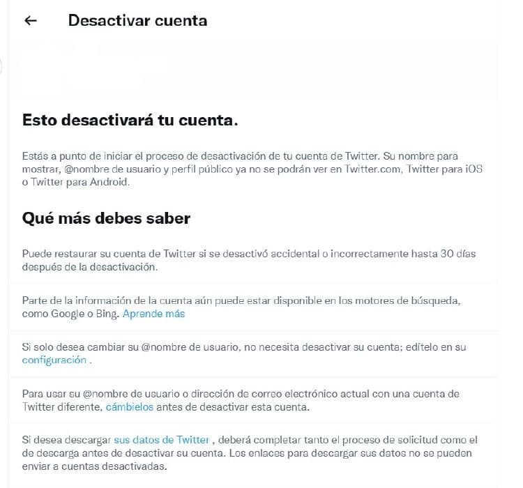 desactivar cuenta twitter